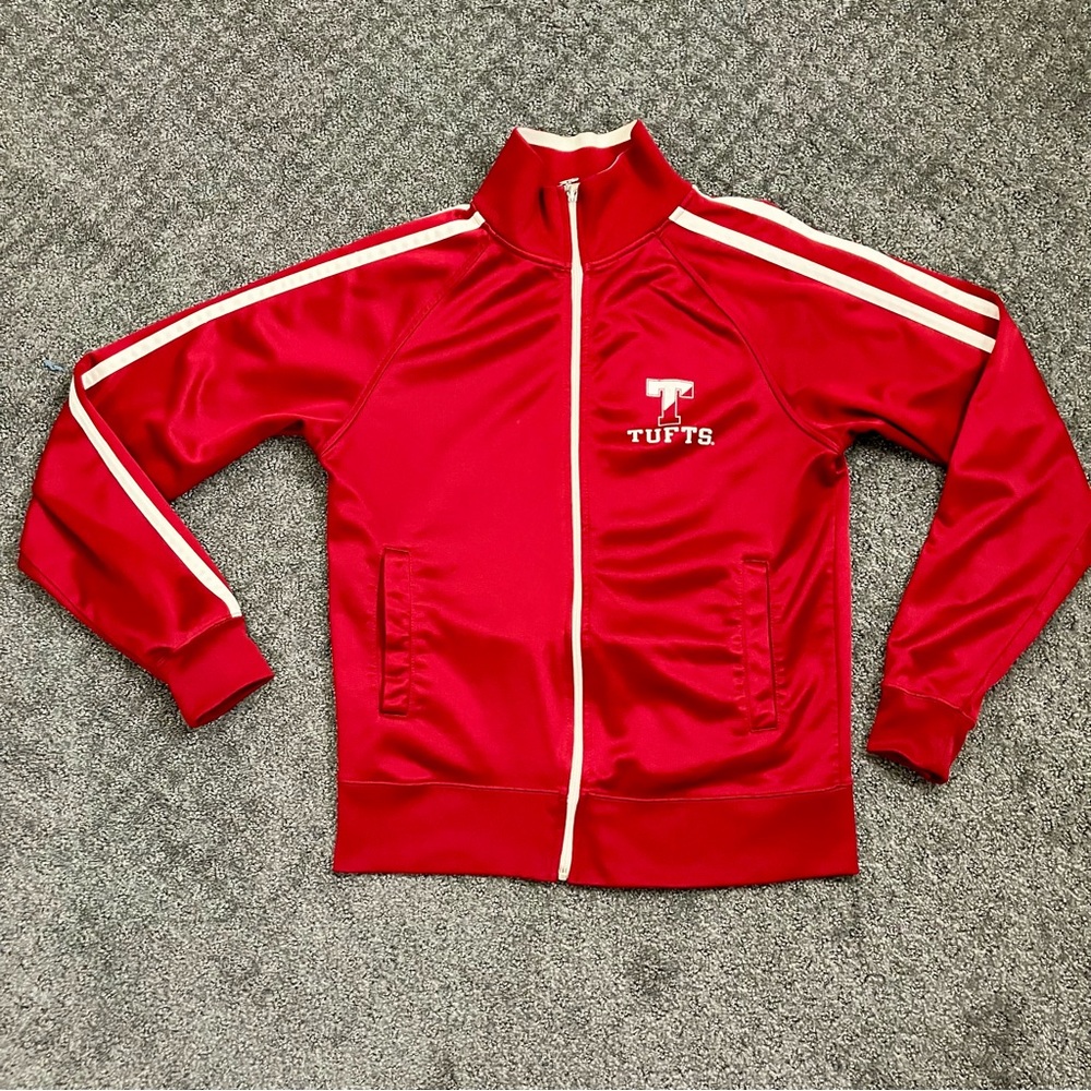 Champion Vintage Men’s Red Tufts University Track Jacket with White Accents